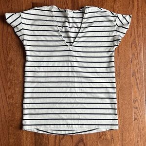 J Crew XS stripe flutter sleeve top